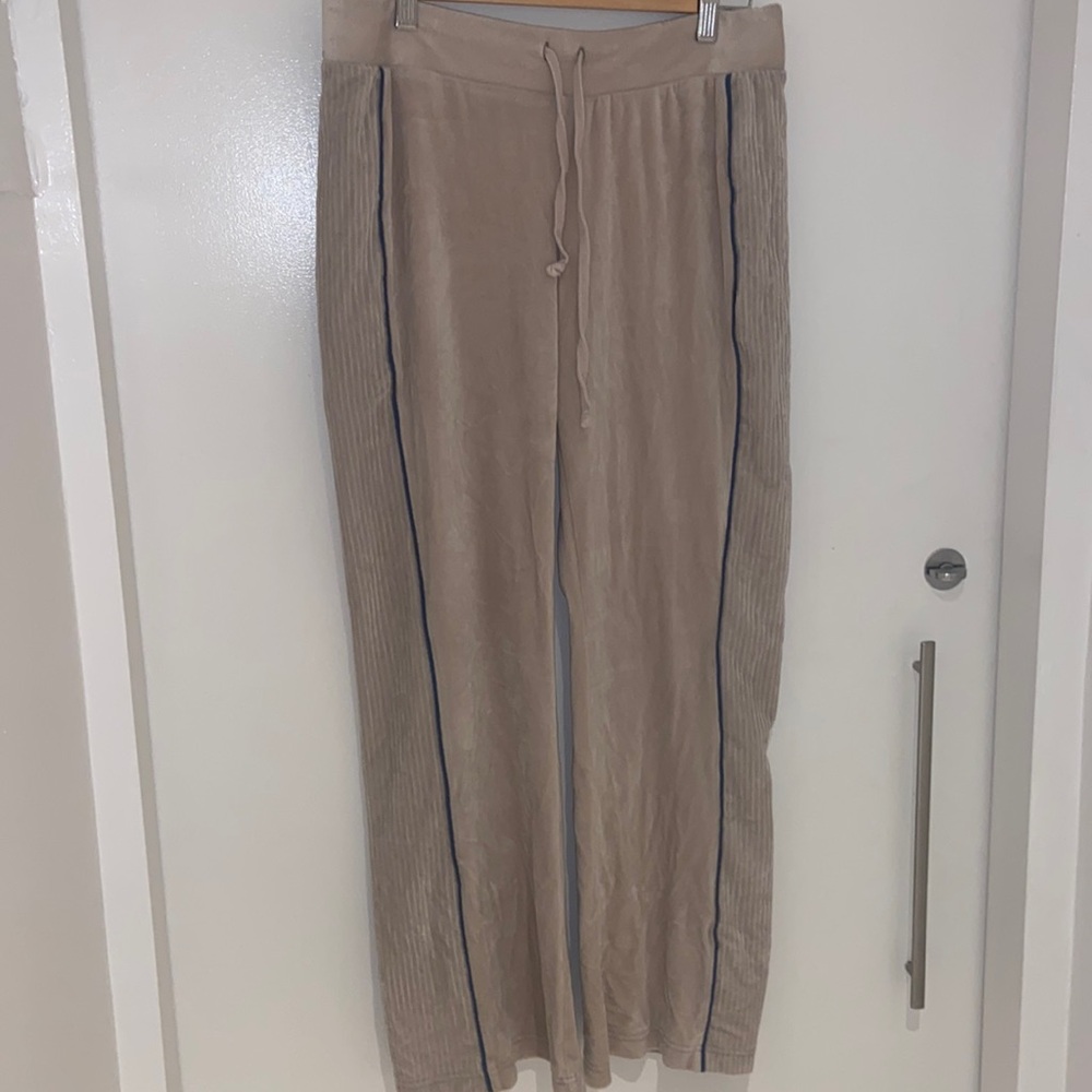 Urban outfitters velour sweatpants - blush pink with blue stripe. Size L